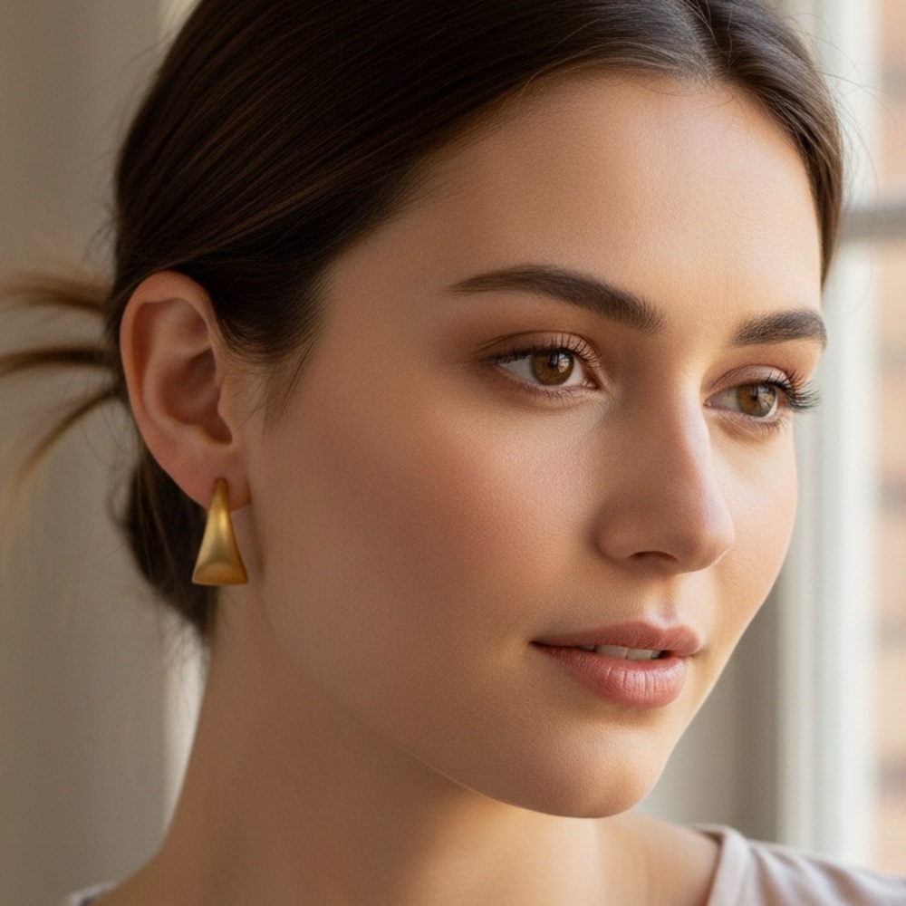 Universal Thread Gold Tone Chunky Hoop Snap Earrings Minimalist Lightweight